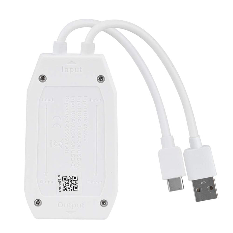 [Australia - AusPower] - USB Meter, White ABS LCD USB Tester Detector Voltmeter Ammeter Portable Digital Power Capacity Tester Meter Used to Inspect USB Chargers Portable Power Sources Data Cables 