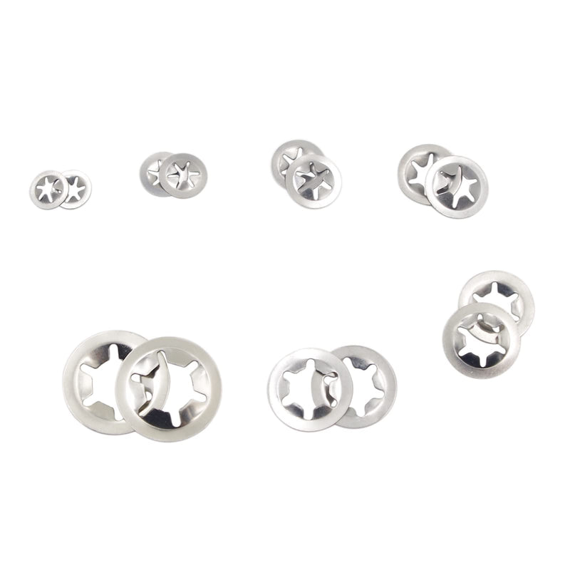 [Australia - AusPower] - 350PCS Metric M3 M4 M5 M6 M8 M10 M12 Stainless Steel Internal Tooth Starlock Washers Assortment Kit;External Push Rings;Push On Washers;Push Nuts for Unthreaded Shafts 