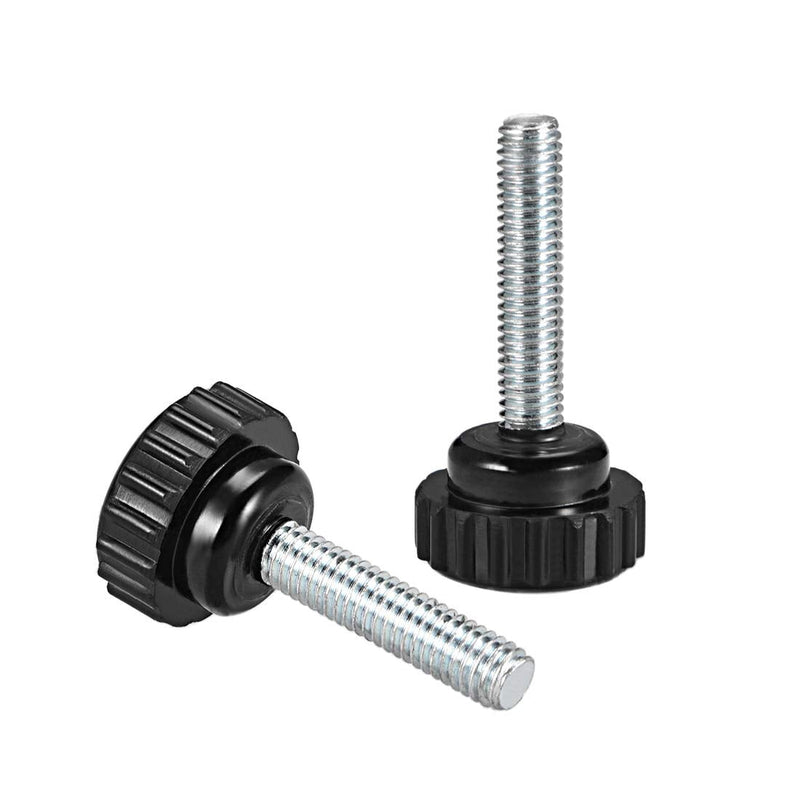 [Australia - AusPower] - uxcell 6pcs Knurled Clamping Knobs M6 x 25mm Metric Zinc Plated Carbon Steel Male Thread Thumb Screw on Type 21mm Plastic Round Head Threaded Hand Bolt Stud Knobs Black M6 x 25mm x 21mm 