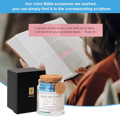 Bible Verse Jar, Read Me When Bible Verses Jar for Emotions and Feelings, Scripture Prayer Cards Hope Jar, Religious Graduation Gift, Bible Accessories, Christian Gifts for Women Men