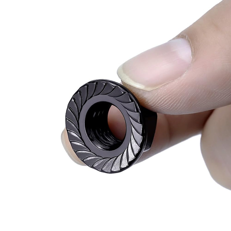 [Australia - AusPower] - 1/4"-20 Hex Head Serrated Flange Nuts, 304 Stainless Steel 18-8 Hexagon Head Flange Nuts, Black Oxide Finish, Hex Drive, 25 PCS 1/4"-20 