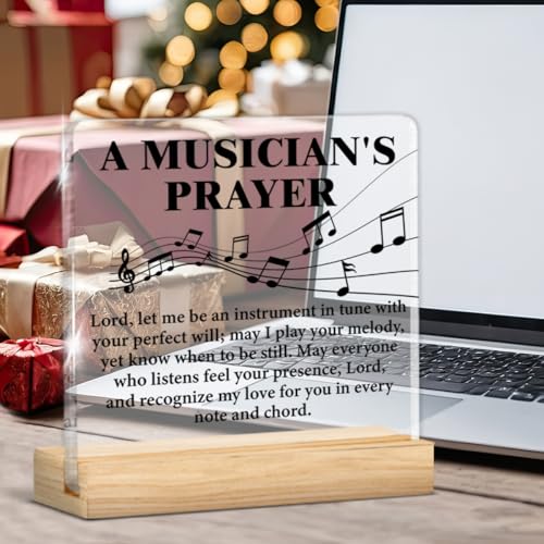 Musical Gifts for Men Women, Birthday Graduation Gifts for Music Lover Musicians Music Teacher, Musicians Prayer Clear Acrylic Desk Decorative Sign Home Office Decor Music-B