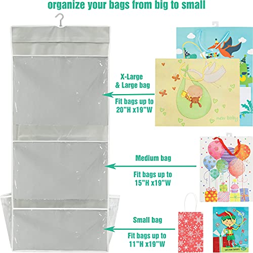 Simple Houseware Double-Sided Hanging Gift Wrap Organizer, Gray (Set of 1) Grey