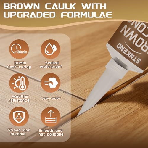 Brown Silicone Caulk, 3.53 Oz Brown Silicone Sealant Waterproof