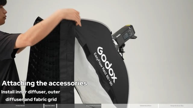 GODOX Softbox EazyFlow Rect 40 × 40cm Square Softbox Rect 40*40
