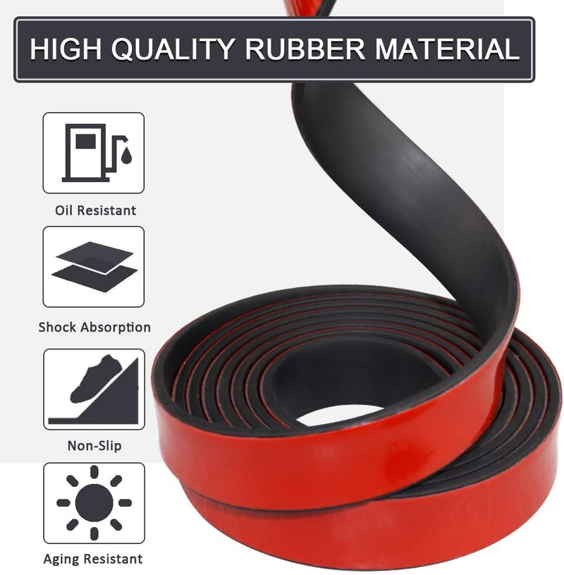 Adhesive Rubber Strips with Adhesive Backing Self Stick Neoprene Solid Rubber Sheets Rolls Strips for Gaskets Pads Seals Crafts Protection (1" Wide x 1/8" Thick x 10' Long)