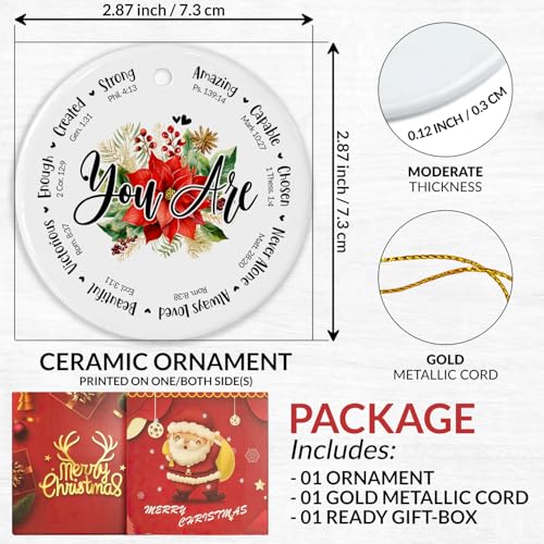 Christian Christmas Ornaments Family, Christian Decorations for Home, Spiritual, Religious Decor Bible Verse Faith Flower Rose Ornament Christmas God Jesus Gifts Orn-98-christian