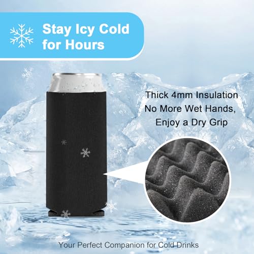 Slim Can Cooler Sleeves (100 Pack) Bulk Customizable, Blank Foldable Foam Insulators for Beer Bottles & 12oz Tall Cans, Sublimation/HTV-Ready for Beer, Seltzer & White Claw (White) 100