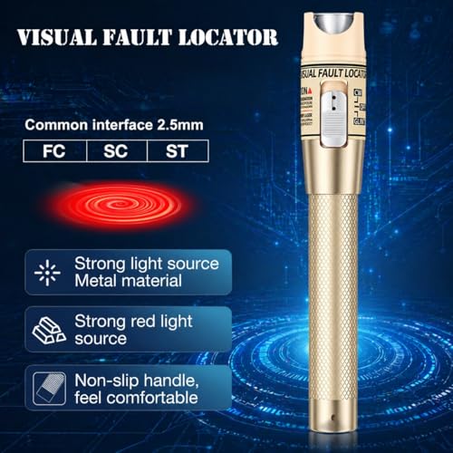 Palenzo visual fault locator fiber optic tester with 2.5mm universal connector, golden 80-100KM tester