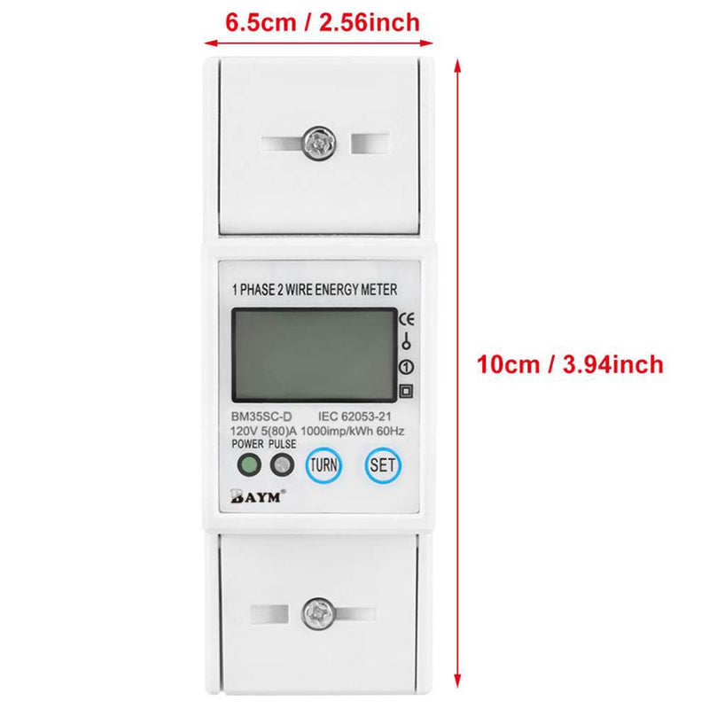 [Australia - AusPower] - BAYM® 5(80) A 120V 60HZ Single Phase Din Rail Digital Modbus Smart Remote KWH Watt Hour Din-Rail Energy Multi-Function Meter LCD with Button 80A 
