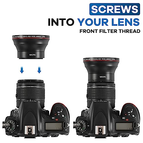 Lightdow 52MM 0.43x High-Definition Wide Angle + Macro Lens Attachment for Nikon D-Series and More - Enhance Your Photography Creativity (φ52mm) φ52mm