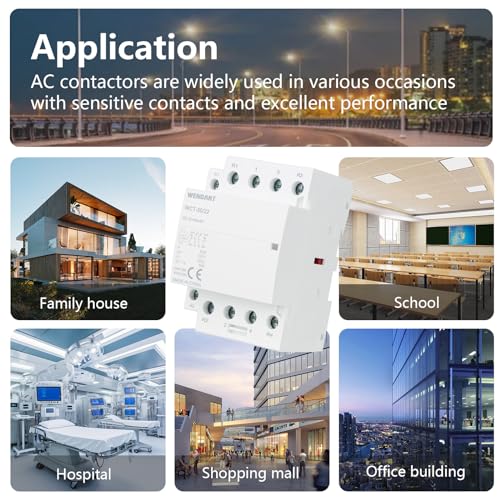 Wengart Humm-free installation contactor 50A AC 24V - 2NO + 2NC (2 N/O contactors, 2 openers) - 54 mm width (3 TE) - silent protection for heat pumps, PV storage & wallbox control - WCT-50
