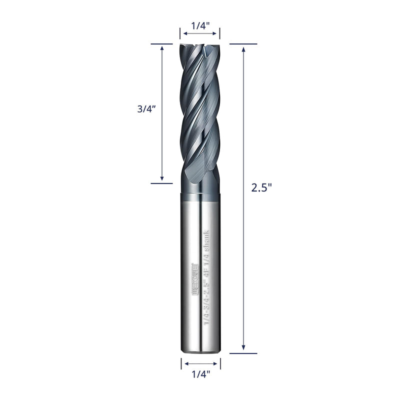 [Australia - AusPower] - Tools Carbide End Mill Square Milling Cutter for Cutting Alloy Steels,Cast Iron, Hardened Steel - 4 Flute Cutting Tools 1/4 Shank (1/4-2.5" 2PCS) CARBIDE END MILL 1/4-2.5" 2PC 