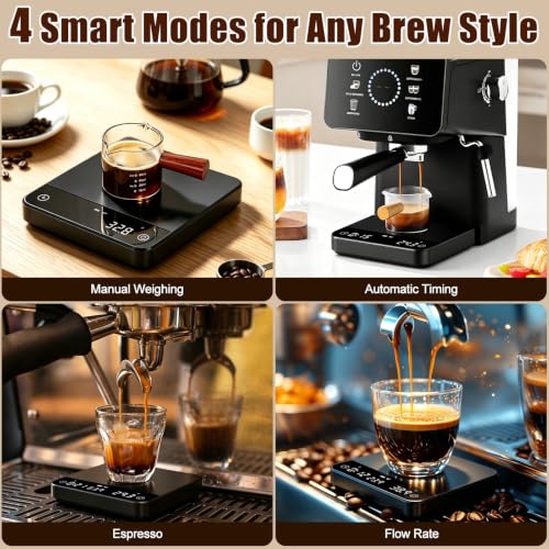 Mini Coffee Scale with Timer,Rechargeable Espresso Scale,2kg/0.1g Accurate Scale for Pour Over & Espresso Coffee,Portable Digital Kitchen Scale with Automatic Timing