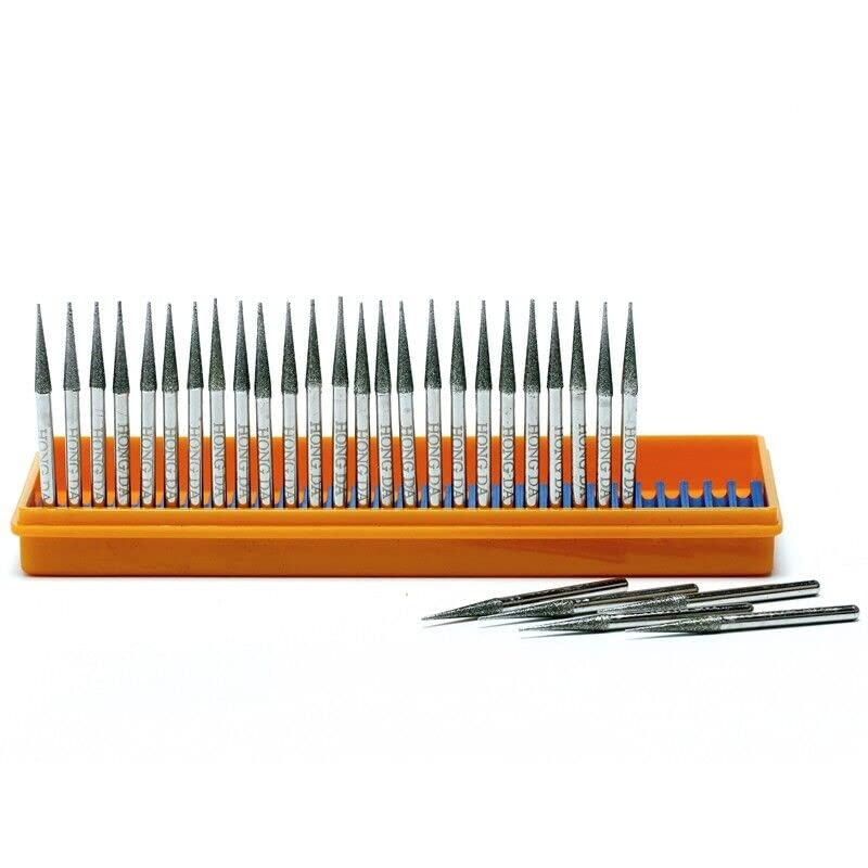 [Australia - AusPower] - JINGLING 30Pcs 3.2mm Tapered Point Diamond Grinding Bit 1/8" Cone Rotary Burrs for Dremel Shank Diameter: 1/8 in (3mm) 
