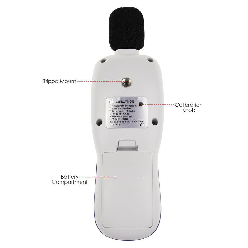 [Australia - AusPower] - Wireless Sound Level Meter with Bluetooth: Portable Decibel Meter, App Data Logging, and High Accuracy SPL Meter 0~130dB for Professional Noise Inspections and Home Use 