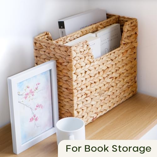 Chi An Home Wicker Magazine Basket Water Hyacinth Handwoven Magazine Holder