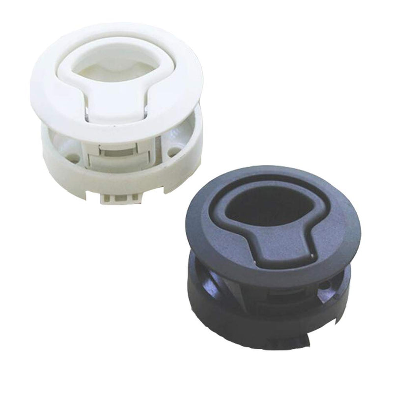 WJSKDQ 4PCS Boat Slam Latch 2'' Flush Pull Slam Latches Round Plastic Round for RV Boat Door Hatch Cabinet Pull Locking Deck Hatch Door black