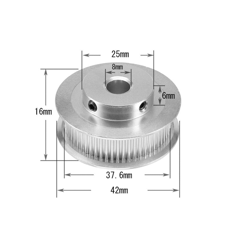[Australia - AusPower] - 2PCS GT2 Timing Pulley Aluminum Alloy Timing Belt Pulley Synchronous Wheel 3D Printer Accessories for 6mm Width Timing Belt (60 Teeth Bore 8mm) 60 Teeth Bore 8mm 2 