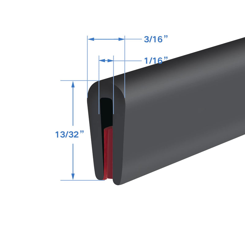 [Australia - AusPower] - Rubber Edge Trim, Self-Adhesive Rubber Edge Trim, Edge Protector for Sheet Metal, EPDM Material, Fit 1/16"(1.6mm), Length 10Ft, Black Color, U Channel Edge Trim Fit 1/16"- L10‘ 