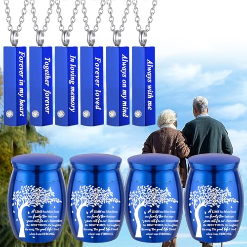 10 Pieces Urn Necklace for Ashes Cremation Urn Set for Ashes Sharing Urns for Human Adult Female Male Mini Keepsake Urns Waterproof Memorial Ash Holder (10Pcs-Silver) 10pcs-silver