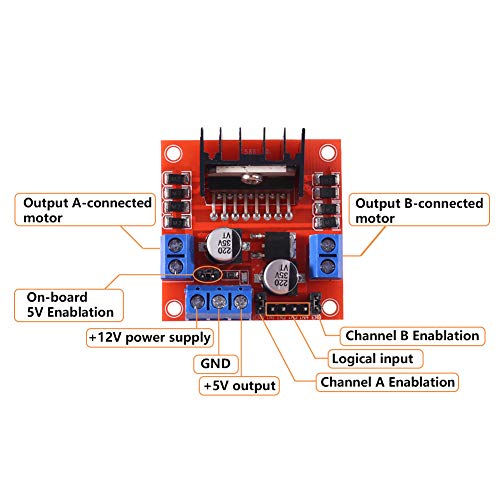 5 Pack L298N Stepper Motor Driver Control Board Dual H Bridge Module for Smart Car Power