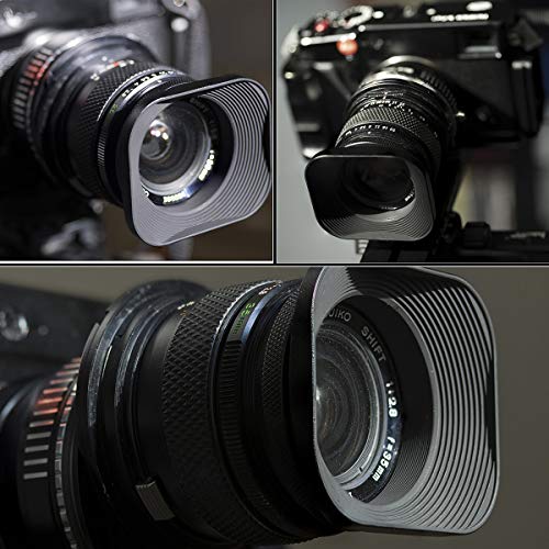 Haoge LH-E2T 49mm Square Metal Screw-in Lens Hood with Cap for Sony RX1 RX1R RX1RII Camera, Sony E 20mm f2.8, 28mm f2, 30mm f3.5, 35mm f1.8, 50mm f1.8, TE 24mm F1.8, 55mm F1.8, TFE 35mm F2.8 Lens