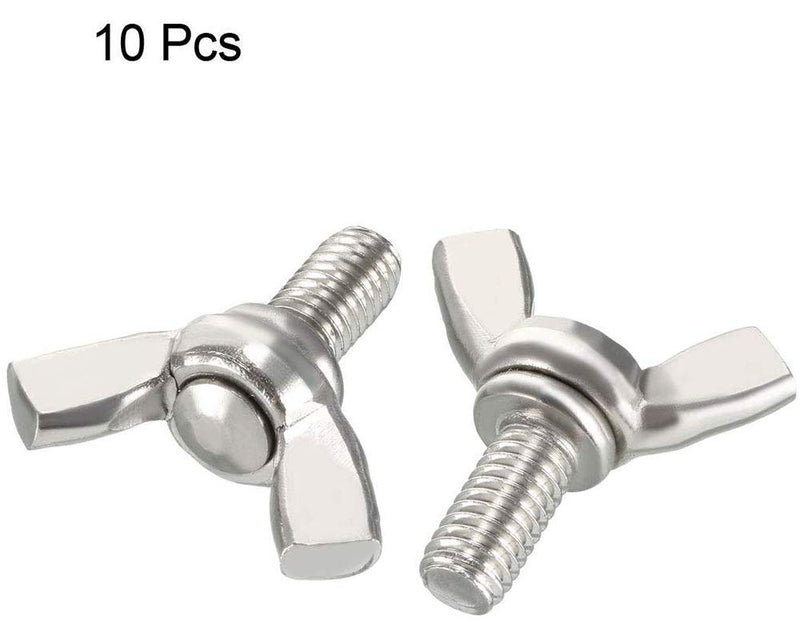 [Australia - AusPower] - 10Pcs M6 x 1-Pitch Wing Bolt, 12mm Length Carbon Steel Butterfly Screw Wing Bolt Machine Fastener M6 X 12 