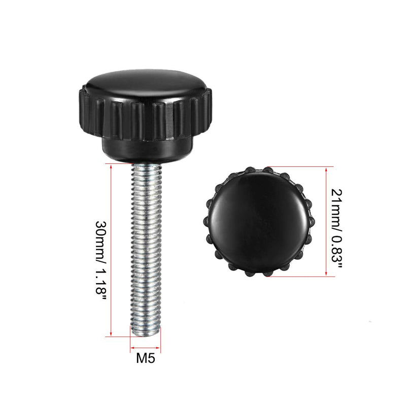 [Australia - AusPower] - uxcell M5 x 30mm Metric Male Thread Knurled Clamping Knobs Grip Thumb Screw on Type Hand Clamping Handle Bolt with Plastic Knobs Black 5 Pcs M5 x 30 