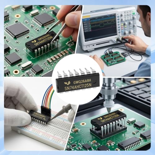SN74AHCT125N Bus Buffer for 5V Systems Breadboards IC Socket Pack of 10 | 4 channels, 3-state output, supply 4.5-5.5 V, running time 5-10 ns, temperature -40 to 125 °C, PDIP-14 housing 181.42 mm²