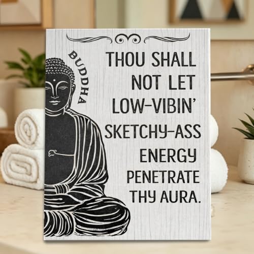 Buddha Canvas Wall Art, Positive Energy Buddha Canvas Wall Decor Spiritual Zen Den Decoration for Yoga Studio Spa Therapy Meditation Room Home Decorations 8x10 Framed A07