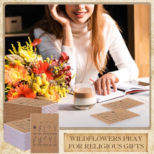Humyoun 30 Pcs Christian Gifts Bulk Mini Christian Wildflower Notebook