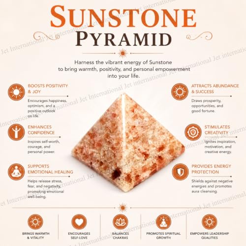 Jet Sunstone Pyramid – Natural Healing Crystal Pyramid for Energy, Confidence, Prosperity, Meditation & Vastu Approx 1.5-2 inch