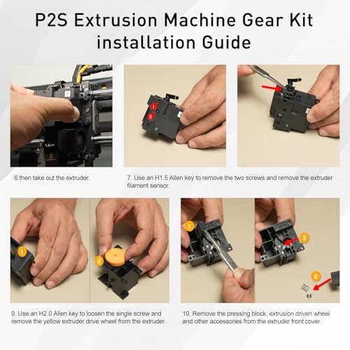 3D Printer Extruder Gear Assembly Compatible with Bambu Lab P2S Filament Drive Transmission Replacement Part