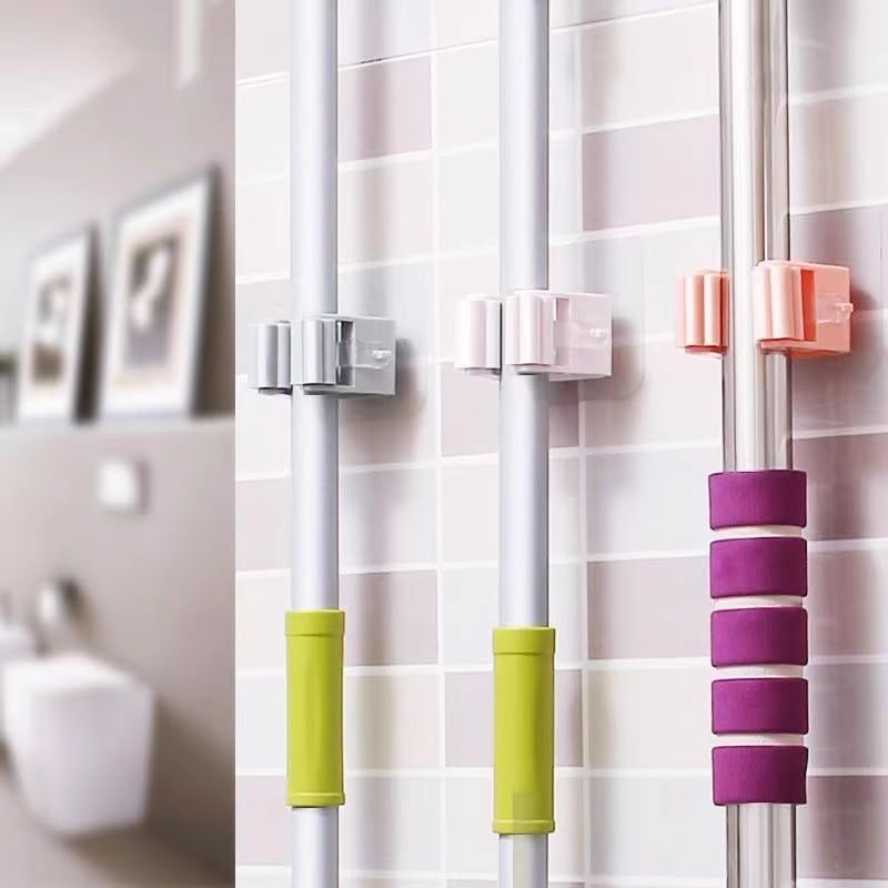 Broom Holder Wall Broom Holder Broom Holder Tool Holder Garden Tool Holder Stainless Steel Wall Mount for Mop, Broom, Shovel, Tools, Pack of 6 Plastic