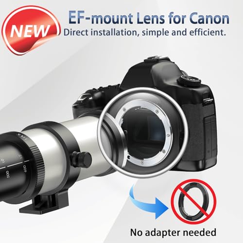EF/EF-S 420-800mm F8.3 Telephoto Zoom Lens(MF) for Canon EOS Rebel T8i/T7i/T7/T6i/T5/T3i/T2i/XSi/SL3/SL2/T100/90D/80D/70D/50D/5D Mark IV/6D II/7D II/1D X III II-Manual Focus DSLR Cameras Lenses(White) For Canon EF/EF-S (White)
