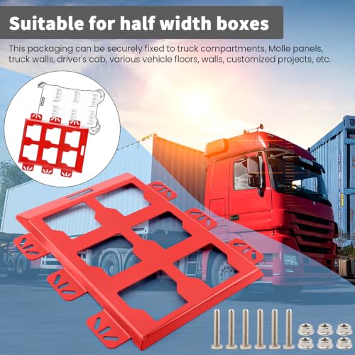 XuYelora half-width mounting plate compatible with Milwaukee Packout, shown in red hardware design