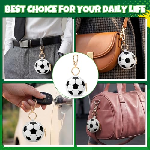 Weysat 6 Pack Soccer Jewelry Holder Keychain - Portable Ring Keeper Case, Small Travel Ring Box with Zipper, Earring Stud Necklace Storage Case for Men Women