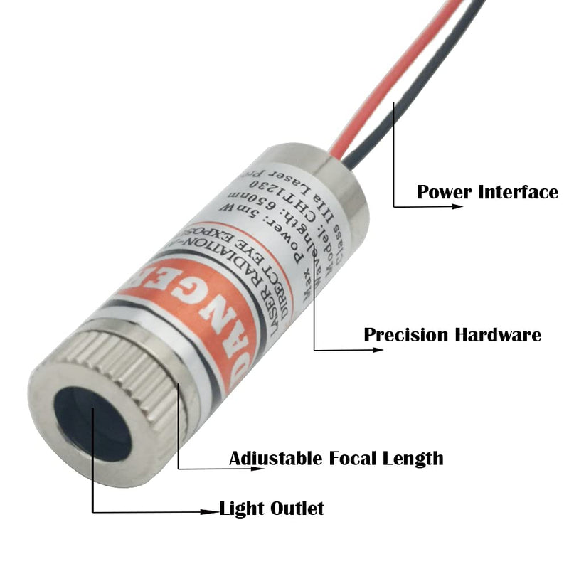 [Australia - AusPower] - CTRICALVER Pack of 2 Round Laser 650 nm Focusable Laser Module Round Laser Focus Adjustable Laser Round Red 3-5 V with Plastic Lens + 2 x AA Battery Holder 