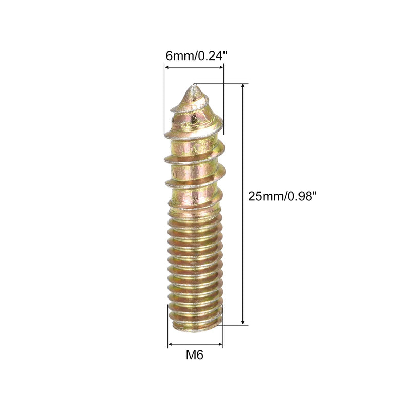 [Australia - AusPower] - uxcell M6x25mm Hanger Bolts, 20pcs Double Ended Thread Dowel Screws for Wood Furniture 