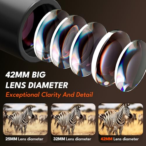 12x42 HD Binoculars for Adults & Kids High Powered Compact Binoculars with Low Light Night Vision for Bird Watching, Hunting, Cruise Travel, Camping, Hiking and Outdoor Sports, Gifts for Men