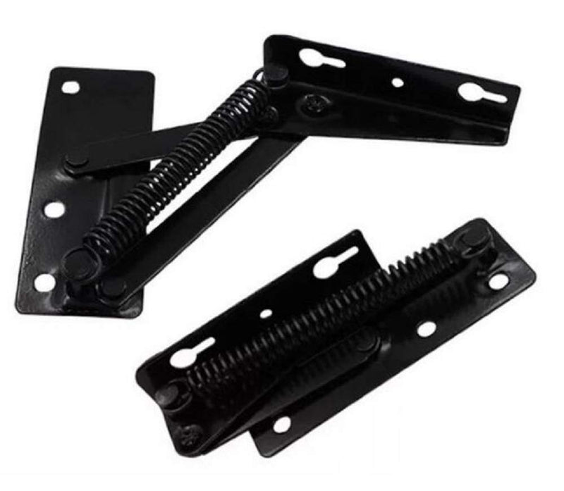 [Australia - AusPower] - QIAO 2-Piece 80 Foldable Lift Bracket, Black Spring Hinge Lifter, Sofa Hinge Support for Furniture Storage 