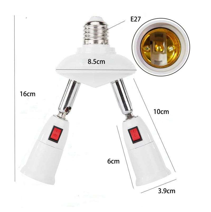 [Australia - AusPower] - CLWHJ-360 Degrees Adjustable 2 in 1 E26/E27 Splitter Socket Adapter. E26/E27 Standard LED Bulbs 360 Degrees Adjustable 180 Degree Bendable Max Watt 120W (2 in 1) 