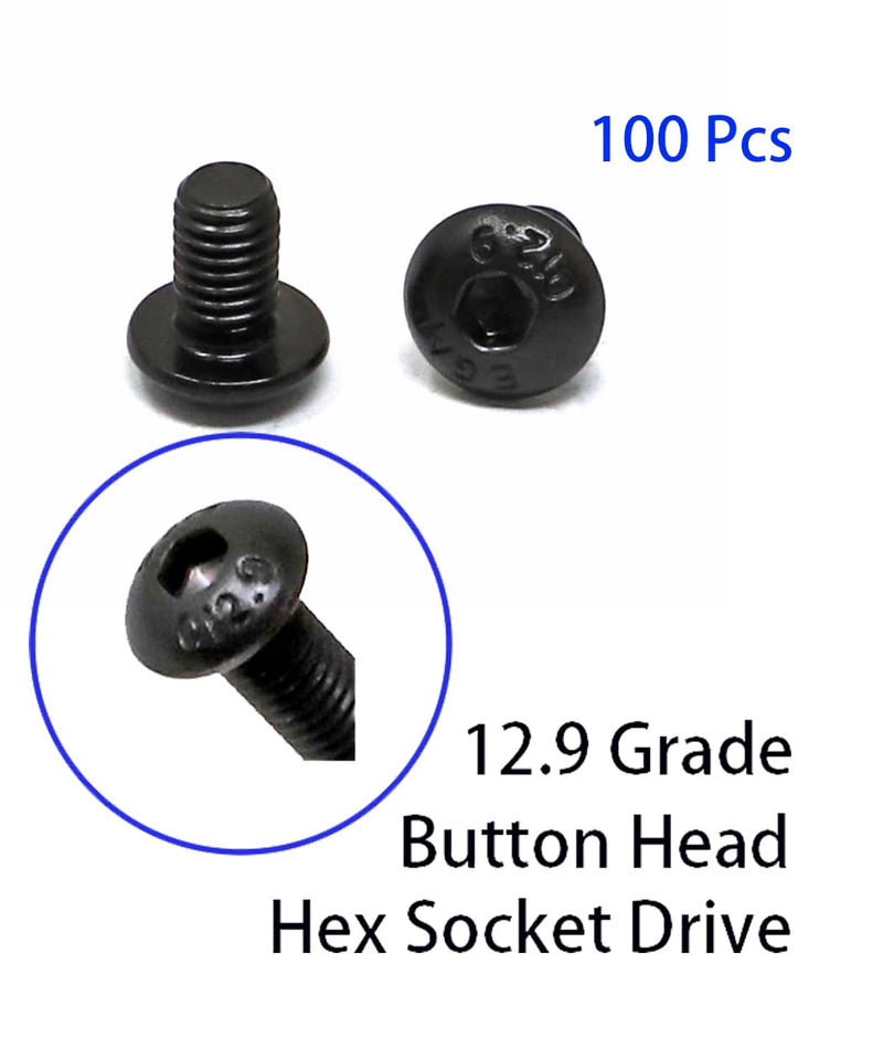 [Australia - AusPower] - iexcell 100 Pcs M5 x 8mm Thread Pitch 0.8 mm Alloy Steel 12.9 Grade Hex Socket Button Head Cap Screws Bolts Kit, Black Oxide Finish 