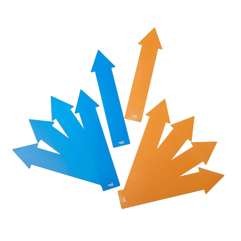 [Australia - AusPower] - hand2mind - 93733 10 Social Distancing Floor Decals Arrows, 12 Inch Orange & Blue Safety Floor Sign, Waterproof and Washable for Indoor Or Outdoor 6 Feet Distancing Floor Arrows 