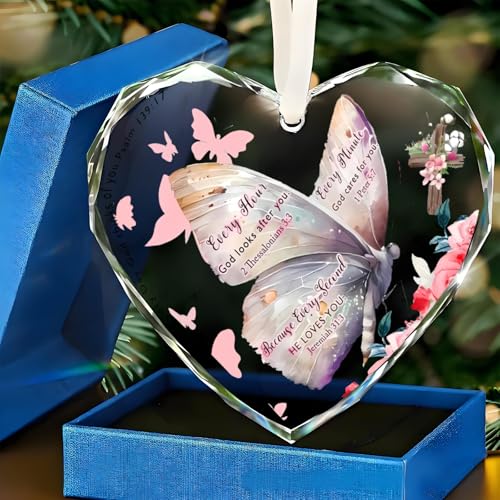 Glass Christian Gifts for Women Inspirational Gifts with Bible Verse Prayers Religious Gift Scripture for Women Men Friends Mom Valentines Birthday Gift Butterfly-c