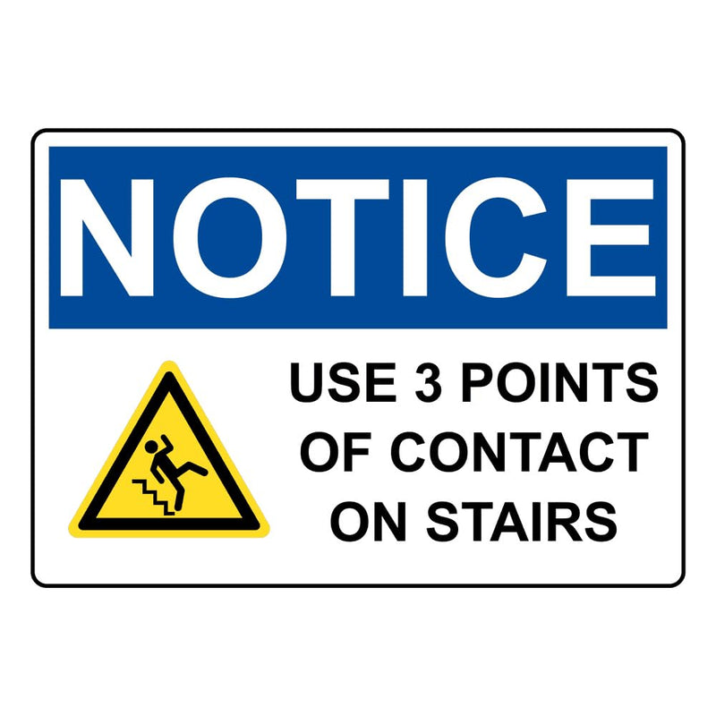 OSHA NOTICE Use 3 Points Of Contact On Stairs Sign With Symbol Safety Warning Metal Tin Sign (8x12 Inches) 8x12 inches