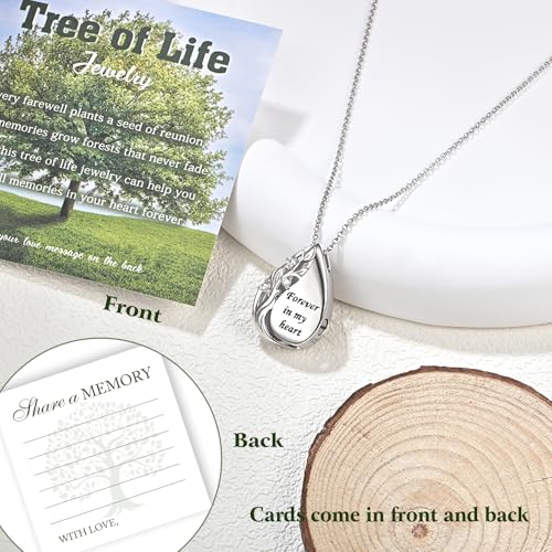 Tree of Life Urn Necklaces for Ashes 925 Sterling Silver Cremation Jewelry Chain Length 20+2"