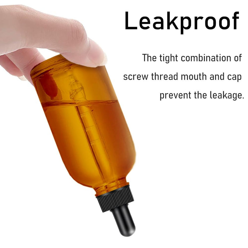 [Australia - AusPower] - 2 Pack 4 oz Amber Dropper Bottles, Tincture Bottles with Dropper, Glass Serum Bottle with Dropper for Essential Oils with Funnel, Labels & Pipette(Unbreakable Plastic Eye Dropper) 