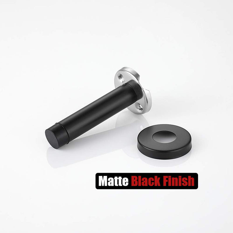 [Australia - AusPower] - JQK Door Stopper Black, 304 Stainless Steel Thicken 1mm Sound Dampening Door Stop Bumper Wall Protetor 2 Pack, Matte Black, DSB5-PB-P2 